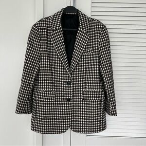 Women's Casual Black and White Houndstooth Blazer
